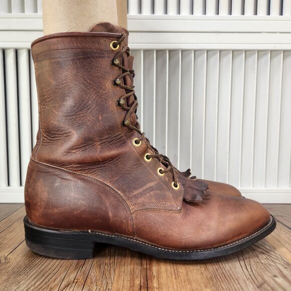 Justin Boots Other - Justin Kiltie Logger Boots Mens Sz 9 D Brown Leather Lace Up Soft Toe Work Ranch